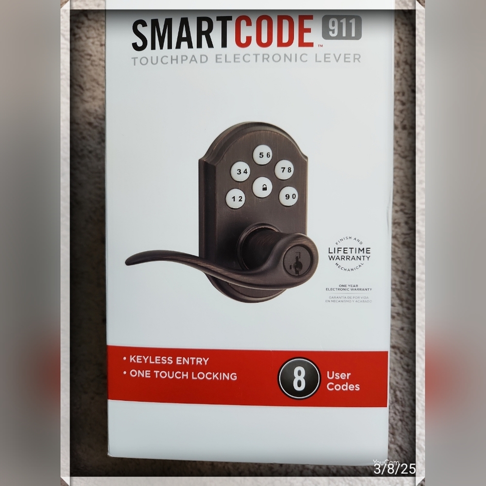 Kwikset 911 SmartCode Venetian Bronze Keypad Touchpad Electronic Door Lever